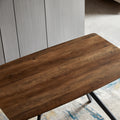Modern Minimalist Style Dining Table Mdf Wooden Top Black Metal Shelf Metal Heat Transfer Legs Leveling Feet For Dining Room Kitchen Office Table Walnut Black Mdf