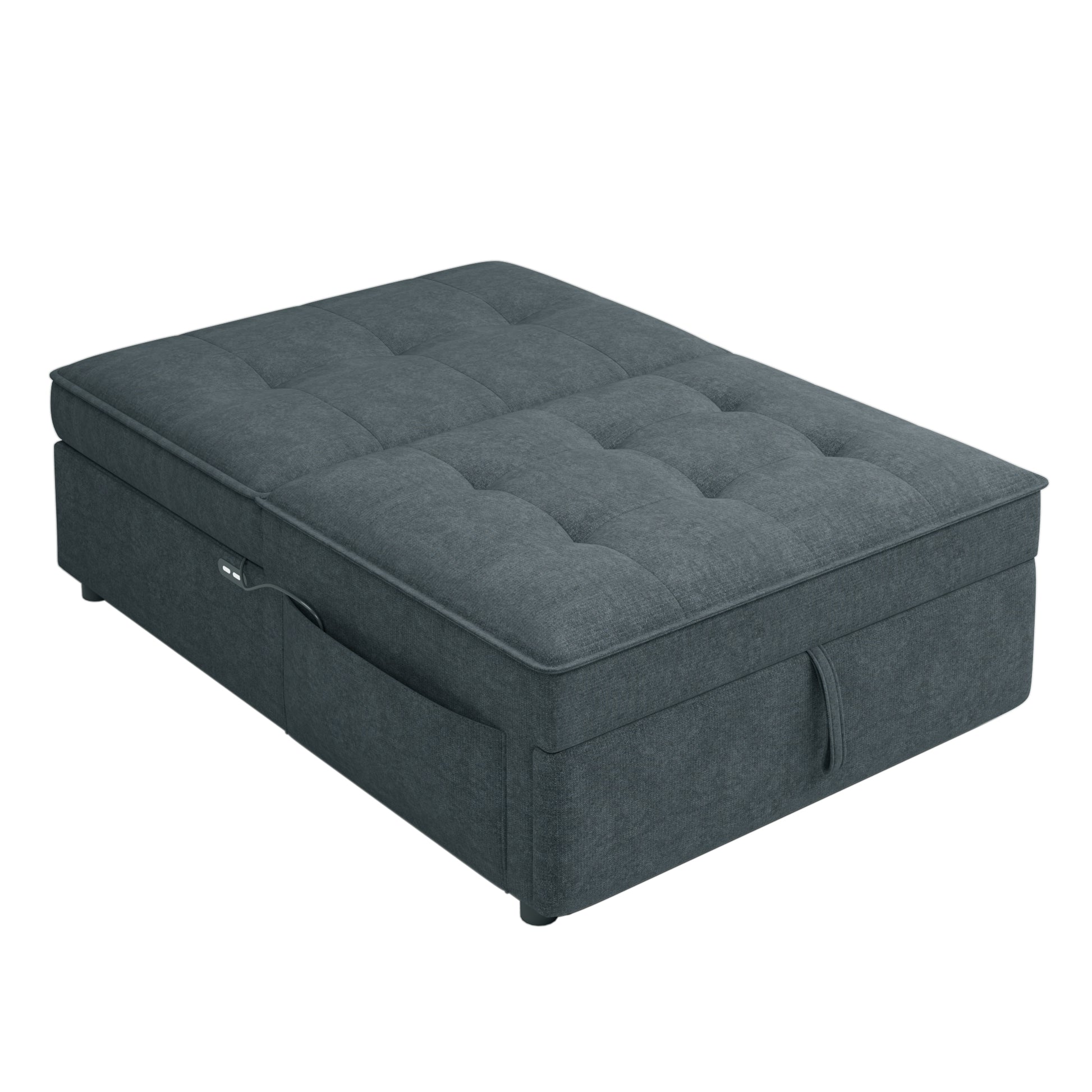 4 In 1 Sofa Bed, Chair Bed, Multi Function Folding Ottoman Bed With Storage Pocket And Usb Port For Small Room Apartment,Living Room,Bedroom,Hallway, Deep Blue Dark Blue Primary Living Space Linen