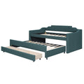 Twin Size Upholstered Daybed With Trundle And Three Drawers,Green Green Linen