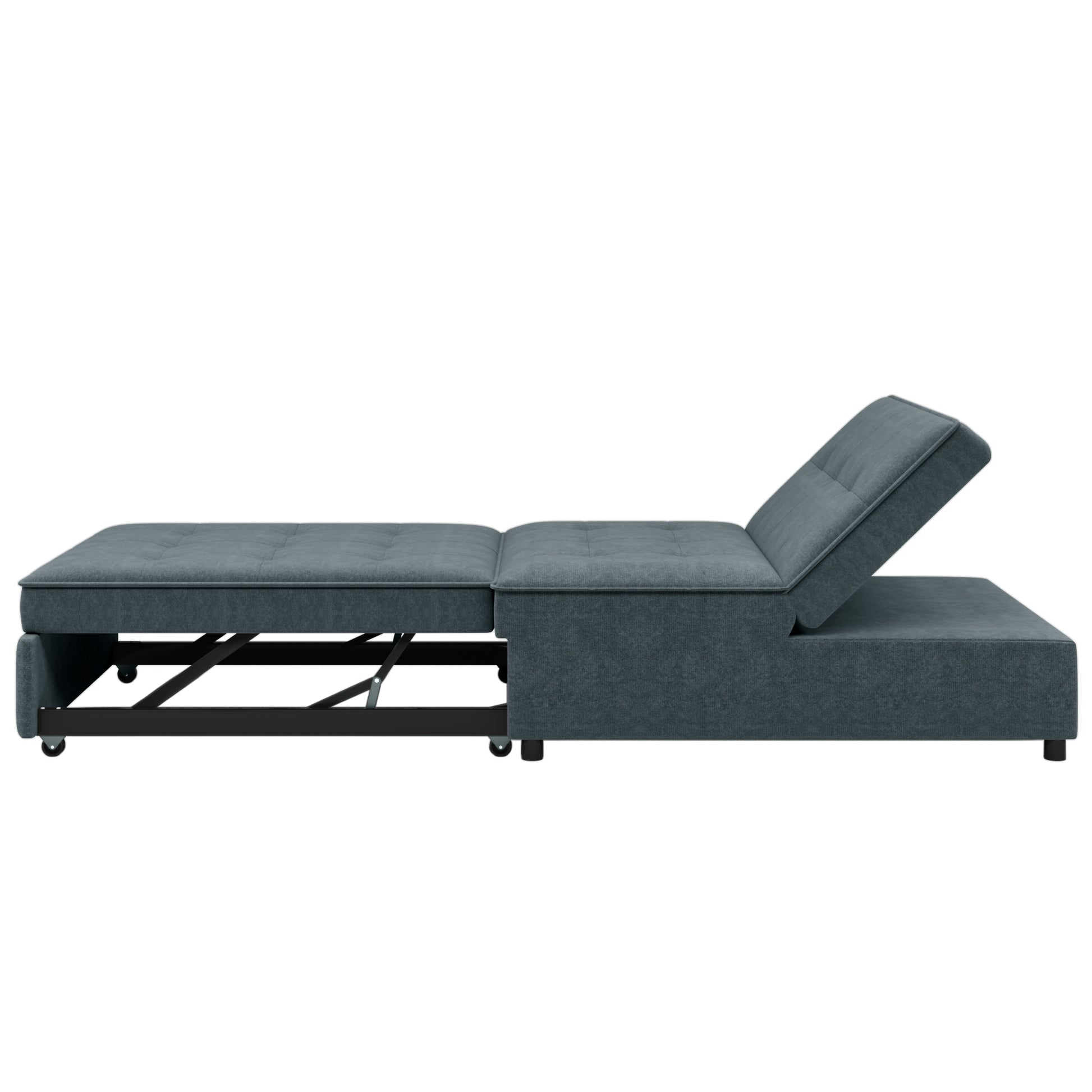 4 In 1 Sofa Bed, Chair Bed, Multi Function Folding Ottoman Bed With Storage Pocket And Usb Port For Small Room Apartment,Living Room,Bedroom,Hallway, Deep Blue Dark Blue Primary Living Space Linen
