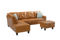 Irine Faux Leather Sectional Sofa With Ottoman Ginger Foam Faux Leather