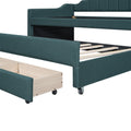 Twin Size Upholstered Daybed With Trundle And Three Drawers,Green Green Linen