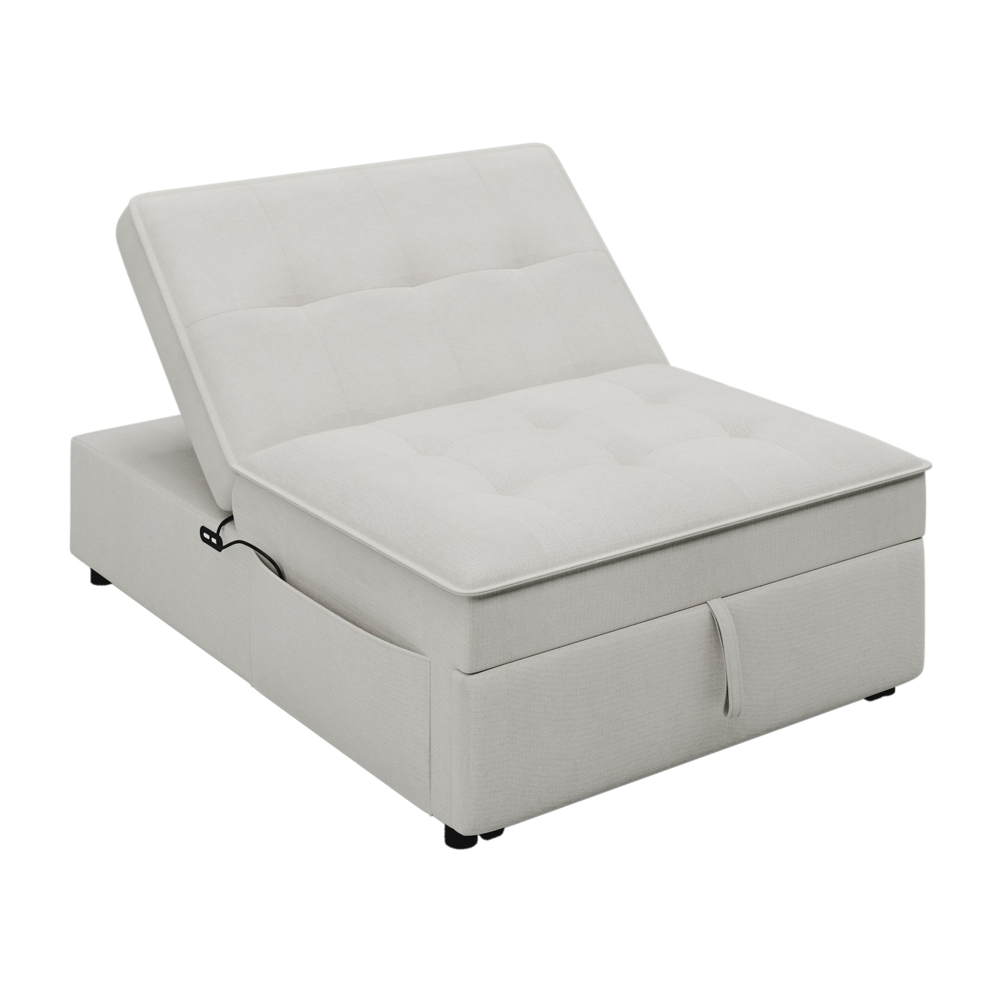 4 In 1 Sofa Bed, Chair Bed, Multi Function Folding Ottoman Bed With Storage Pocket And Usb Port For Small Room Apartment,Living Room,Bedroom,Hallway,White White Primary Living Space Linen