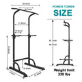 Power Tower Workout Dip Station Pull Up Bar, Height Adjustable Multi Function Dip Stand For Home Gym Strength Training Fitness Equipment Black Steel