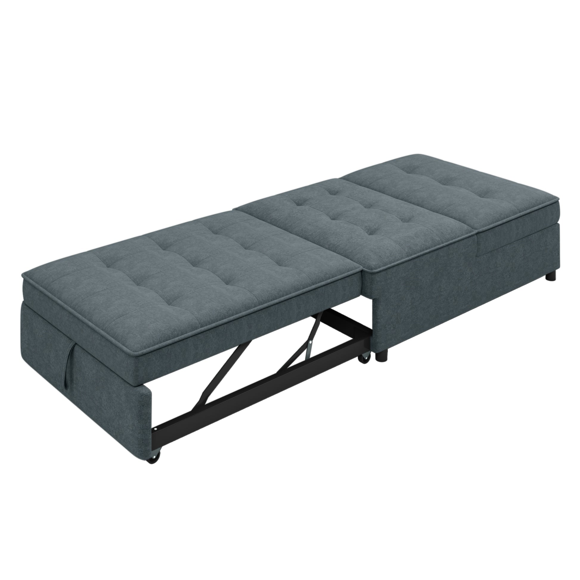 4 In 1 Sofa Bed, Chair Bed, Multi Function Folding Ottoman Bed With Storage Pocket And Usb Port For Small Room Apartment,Living Room,Bedroom,Hallway, Deep Blue Dark Blue Primary Living Space Linen