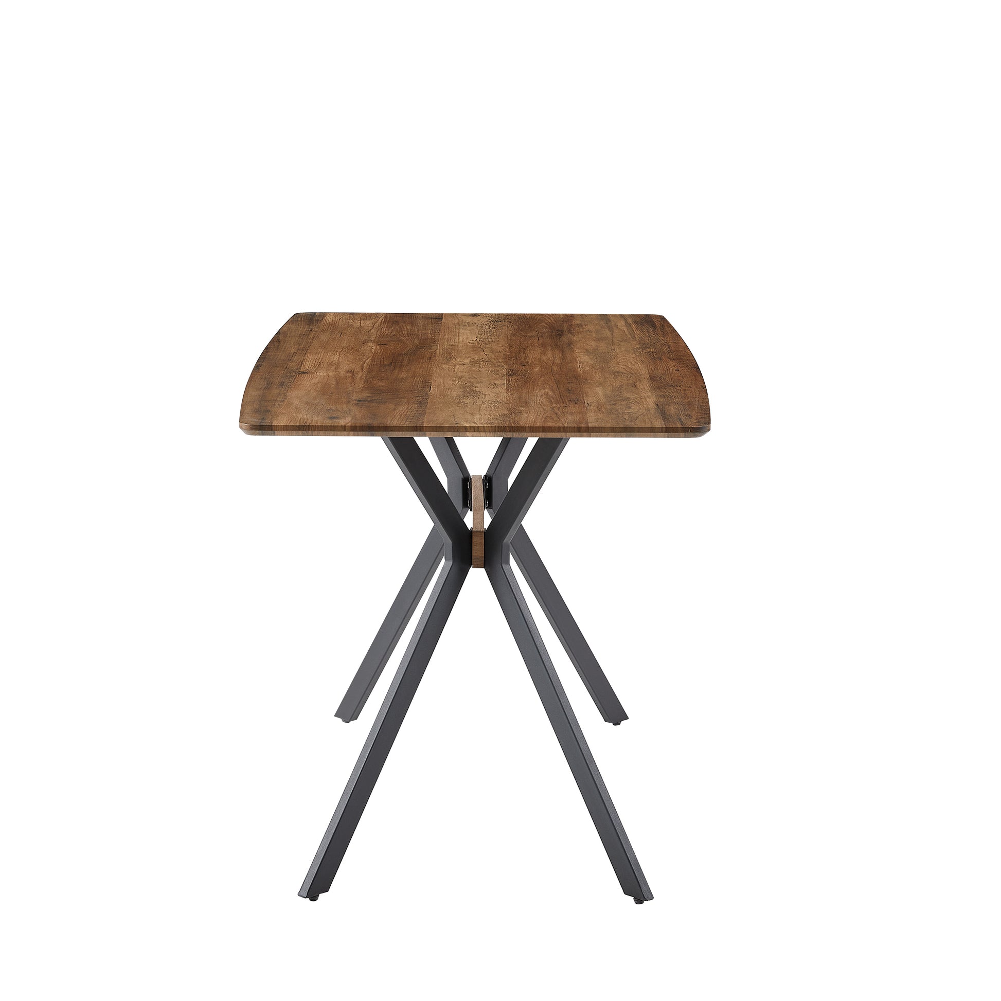 Modern Minimalist Style Dining Table Mdf Wooden Top Black Metal Shelf Metal Heat Transfer Legs Leveling Feet For Dining Room Kitchen Office Table Walnut Black Mdf