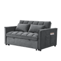 Sleeper Sofa, Convertible Sofa, Recliner, Bed, 3 In 1, 3 Position Adjustable Backrest, 2 Seater Sectional, Two Side Pockets, 2 Pillows For Living Room, Apartment, Etc., Velvet Beige 54