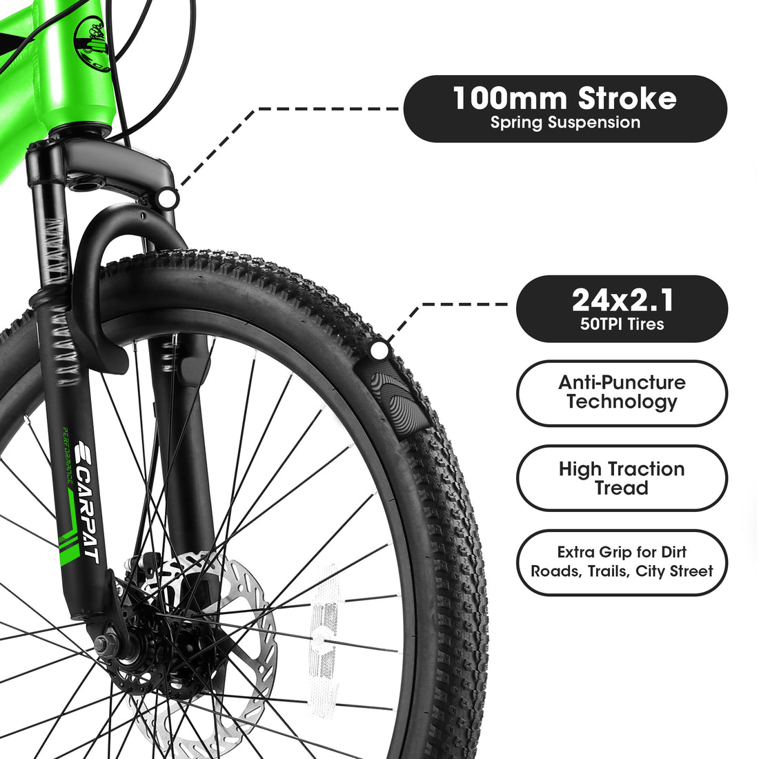 A24299 24 Inch Mountain Bike Bicycle For Adults Aluminium Frame Bike Shimano 21 Speed With Disc Brake Cycling Green Without Anti Slip Garden & Outdoor American Design Multifunctional Aluminium