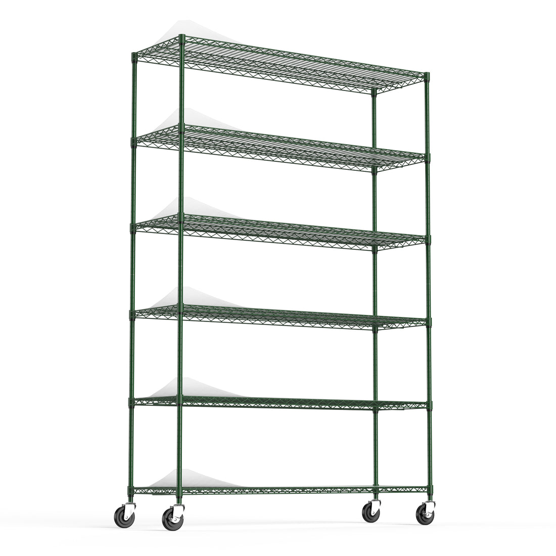 6 Tier Wire Shelving Unit, 6000 Lbs Nsf Height Adjustable Metal Garage Storage Shelves With Wheels, Heavy Duty Storage Wire Rack Metal Shelves Green Green Iron Plastic