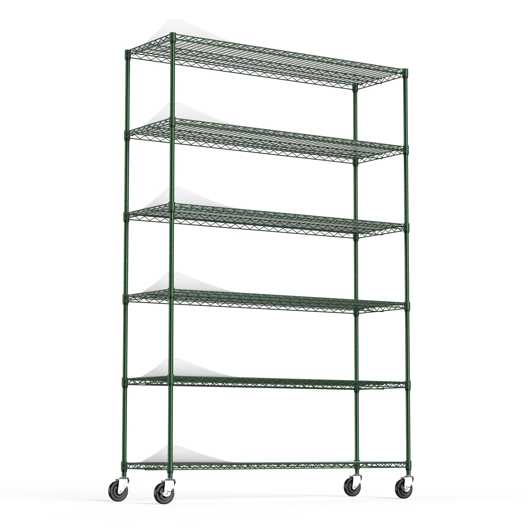 6 Tier Wire Shelving Unit, 6000 Lbs Nsf Height Adjustable Metal Garage Storage Shelves With Wheels, Heavy Duty Storage Wire Rack Metal Shelves Green Green Iron Plastic