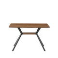 Modern Minimalist Style Dining Table Mdf Wooden Top Black Metal Shelf Metal Heat Transfer Legs Leveling Feet For Dining Room Kitchen Office Table Walnut Black Mdf