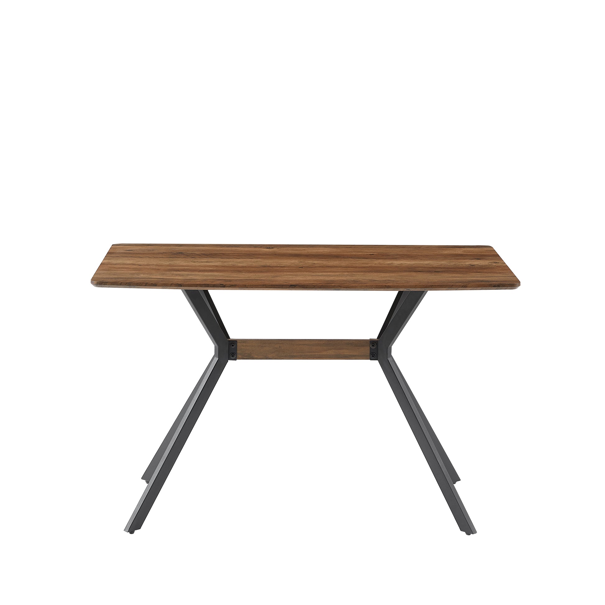 Modern Minimalist Style Dining Table Mdf Wooden Top Black Metal Shelf Metal Heat Transfer Legs Leveling Feet For Dining Room Kitchen Office Table Walnut Black Mdf