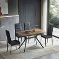 Modern Minimalist Style Dining Table Mdf Wooden Top Black Metal Shelf Metal Heat Transfer Legs Leveling Feet For Dining Room Kitchen Office Table Walnut Black Mdf