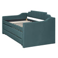 Twin Size Upholstered Daybed With Trundle And Three Drawers,Green Green Linen