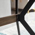 Modern Minimalist Style Dining Table Mdf Wooden Top Black Metal Shelf Metal Heat Transfer Legs Leveling Feet For Dining Room Kitchen Office Table Walnut Black Mdf