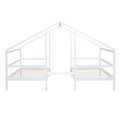 Double Twin Size Triangular House Beds With Built In Table,White Old Sku:Wf286895Aak Box Spring Not Required Twin White Wood Bedroom Bed Frame Pine