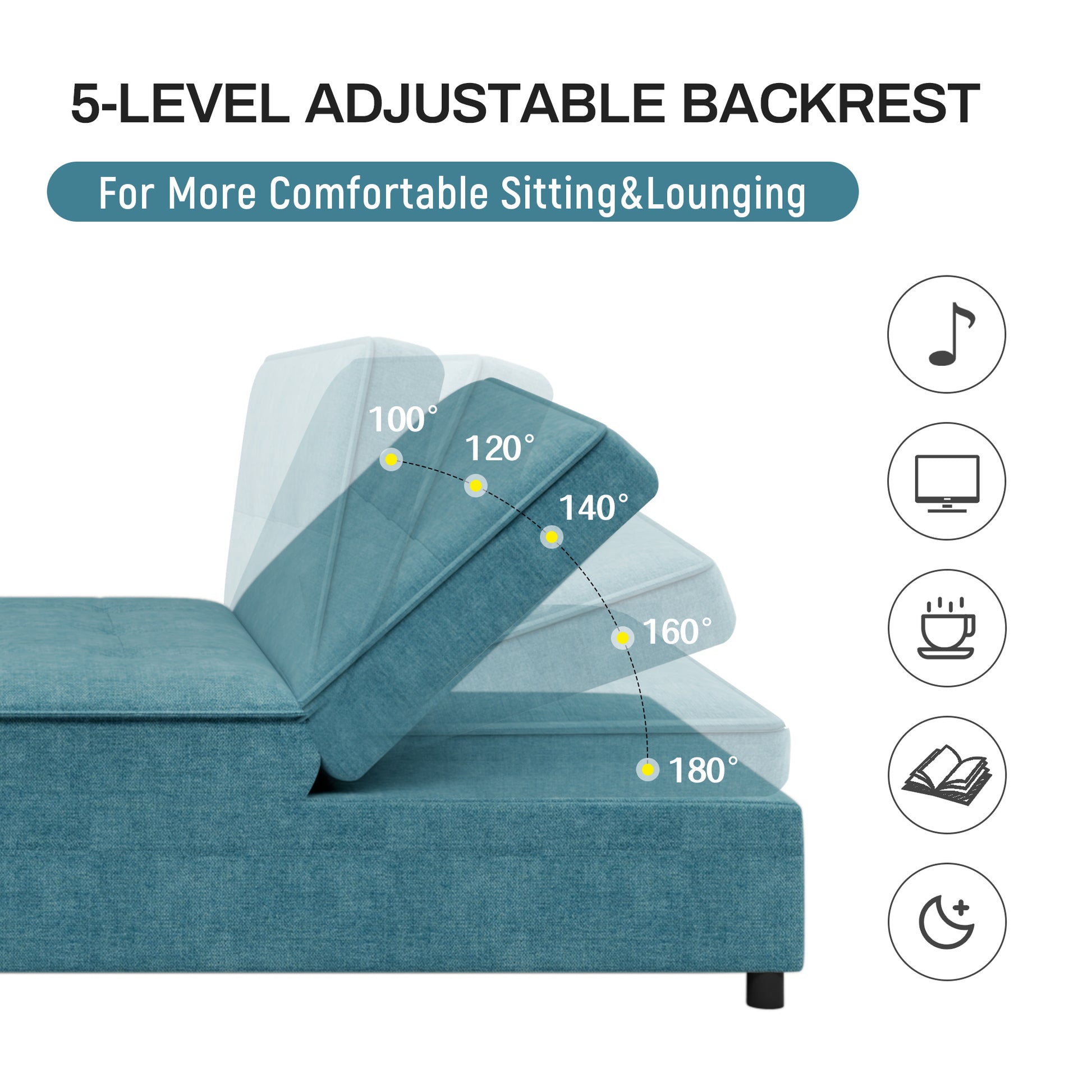 4 In 1 Sofa Bed, Chair Bed, Multi Function Folding Ottoman Bed With Storage Pocket And Usb Port For Small Room Apartment,Living Room,Bedroom,Hallway, Teal Teal Primary Living Space Linen