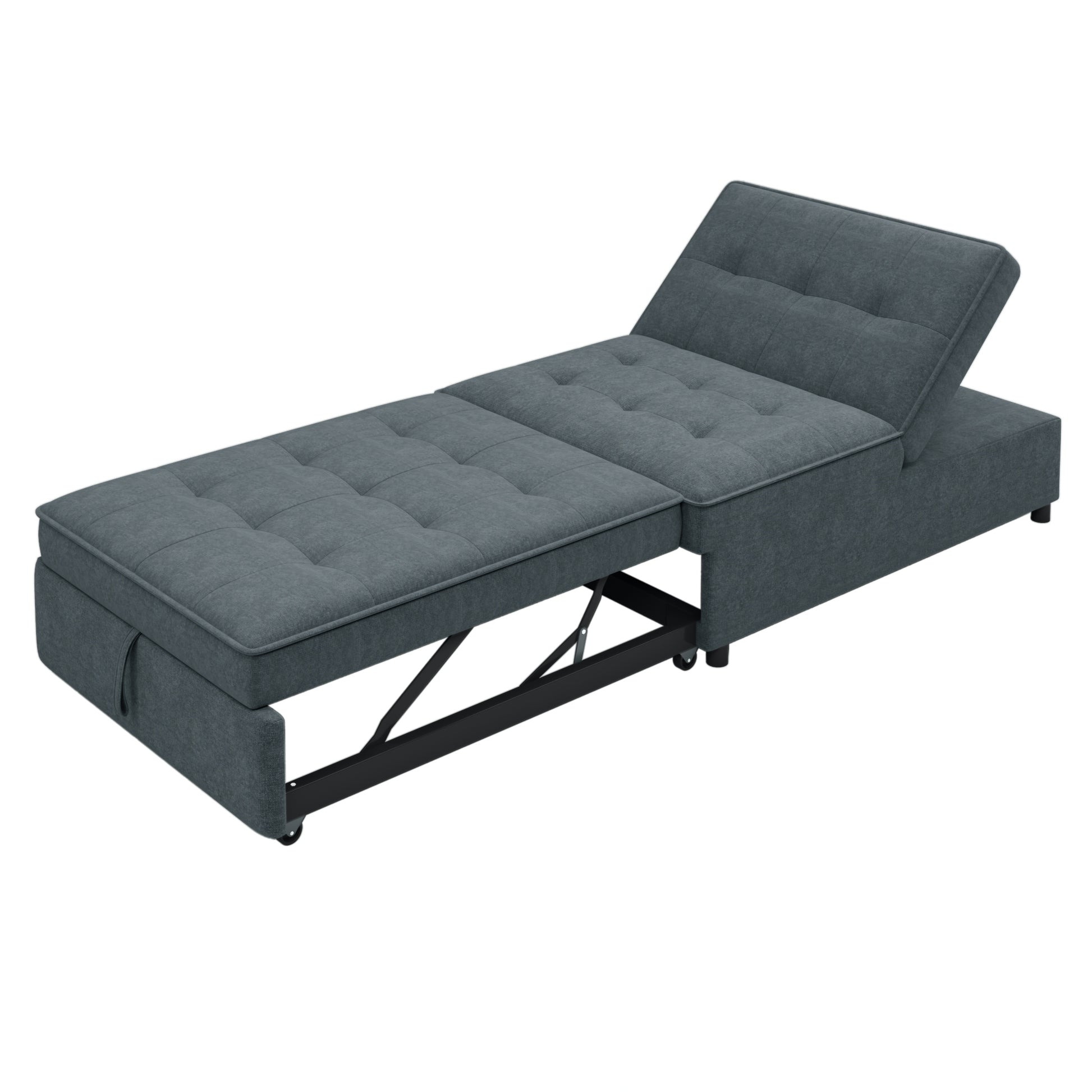4 In 1 Sofa Bed, Chair Bed, Multi Function Folding Ottoman Bed With Storage Pocket And Usb Port For Small Room Apartment,Living Room,Bedroom,Hallway, Deep Blue Dark Blue Primary Living Space Linen