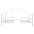 Double Twin Size Triangular House Beds With Built In Table,White Old Sku:Wf286895Aak Box Spring Not Required Twin White Wood Bedroom Bed Frame Pine