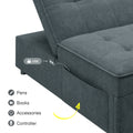 4 In 1 Sofa Bed, Chair Bed, Multi Function Folding Ottoman Bed With Storage Pocket And Usb Port For Small Room Apartment,Living Room,Bedroom,Hallway, Deep Blue Dark Blue Primary Living Space Linen