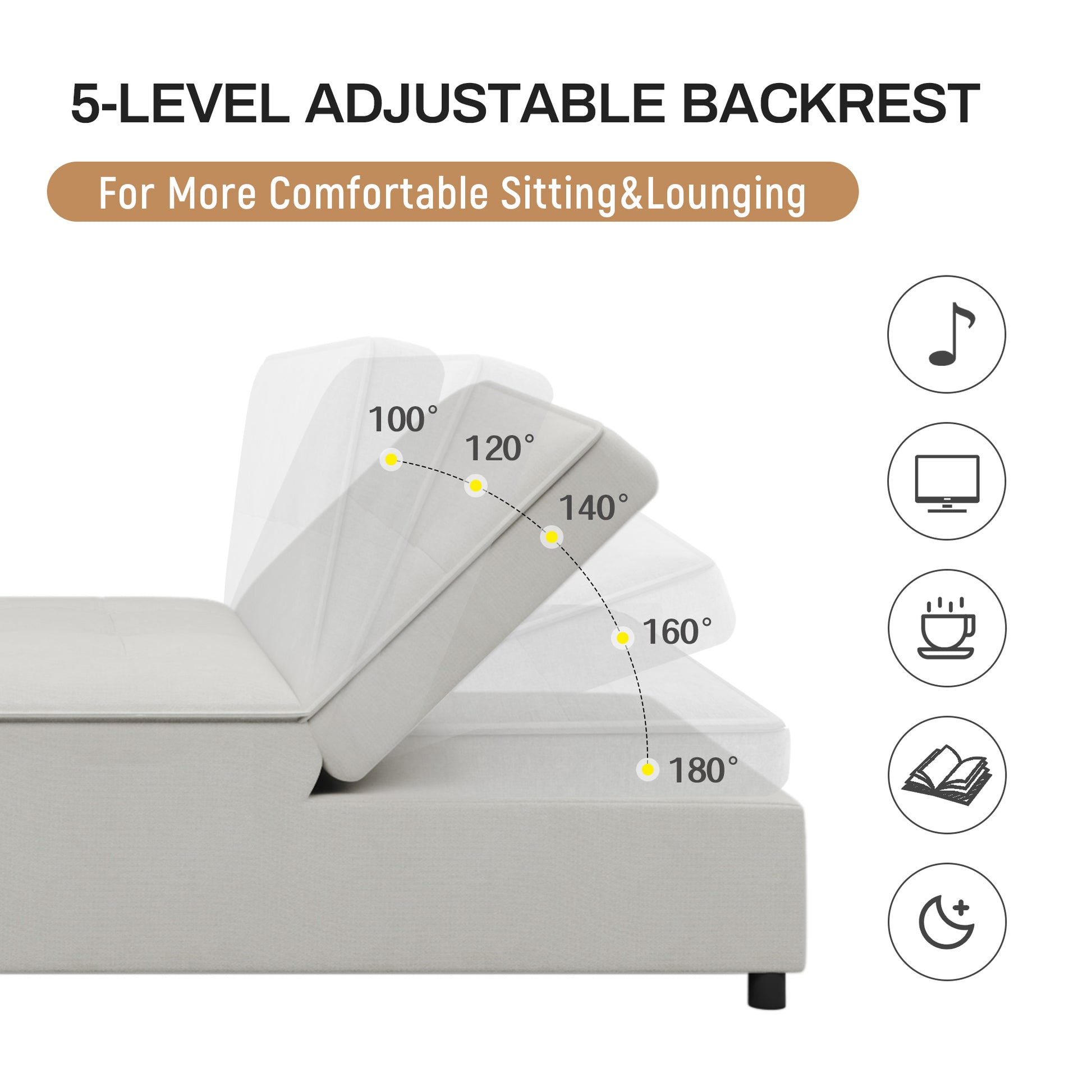 4 In 1 Sofa Bed, Chair Bed, Multi Function Folding Ottoman Bed With Storage Pocket And Usb Port For Small Room Apartment,Living Room,Bedroom,Hallway,White White Primary Living Space Linen