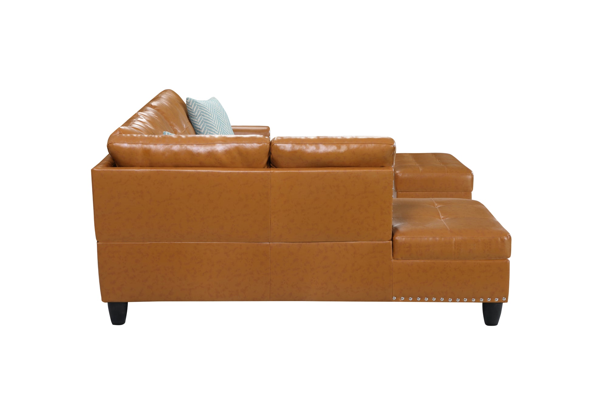 Irine Faux Leather Sectional Sofa With Ottoman Ginger Foam Faux Leather