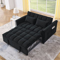 Sleeper Sofa, Convertible Sofa, Recliner, Bed, 3 In 1, 3 Position Adjustable Backrest, 2 Seater Sectional, Two Side Pockets, 2 Pillows For Living Room, Apartment, Etc., Velvet Black 54