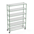 6 Tier Wire Shelving Unit, 6000 Lbs Nsf Height Adjustable Metal Garage Storage Shelves With Wheels, Heavy Duty Storage Wire Rack Metal Shelves Green Green Iron Plastic