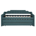 Twin Size Upholstered Daybed With Trundle And Three Drawers,Green Green Linen