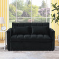 Sleeper Sofa, Convertible Sofa, Recliner, Bed, 3 In 1, 3 Position Adjustable Backrest, 2 Seater Sectional, Two Side Pockets, 2 Pillows For Living Room, Apartment, Etc., Velvet Black 54