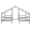 Double Twin Size Triangular House Beds With Built In Table,Gray Old Sku: Wf286895Aae Box Spring Not Required Twin Gray Wood Bedroom Bed Frame Pine