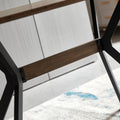 Modern Minimalist Style Dining Table Mdf Wooden Top Black Metal Shelf Metal Heat Transfer Legs Leveling Feet For Dining Room Kitchen Office Table Walnut Black Mdf