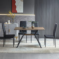 Modern Minimalist Style Dining Table Mdf Wooden Top Black Metal Shelf Metal Heat Transfer Legs Leveling Feet For Dining Room Kitchen Office Table Walnut Black Mdf