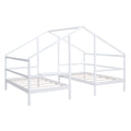 Double Twin Size Triangular House Beds With Built In Table,White Old Sku:Wf286895Aak Box Spring Not Required Twin White Wood Bedroom Bed Frame Pine