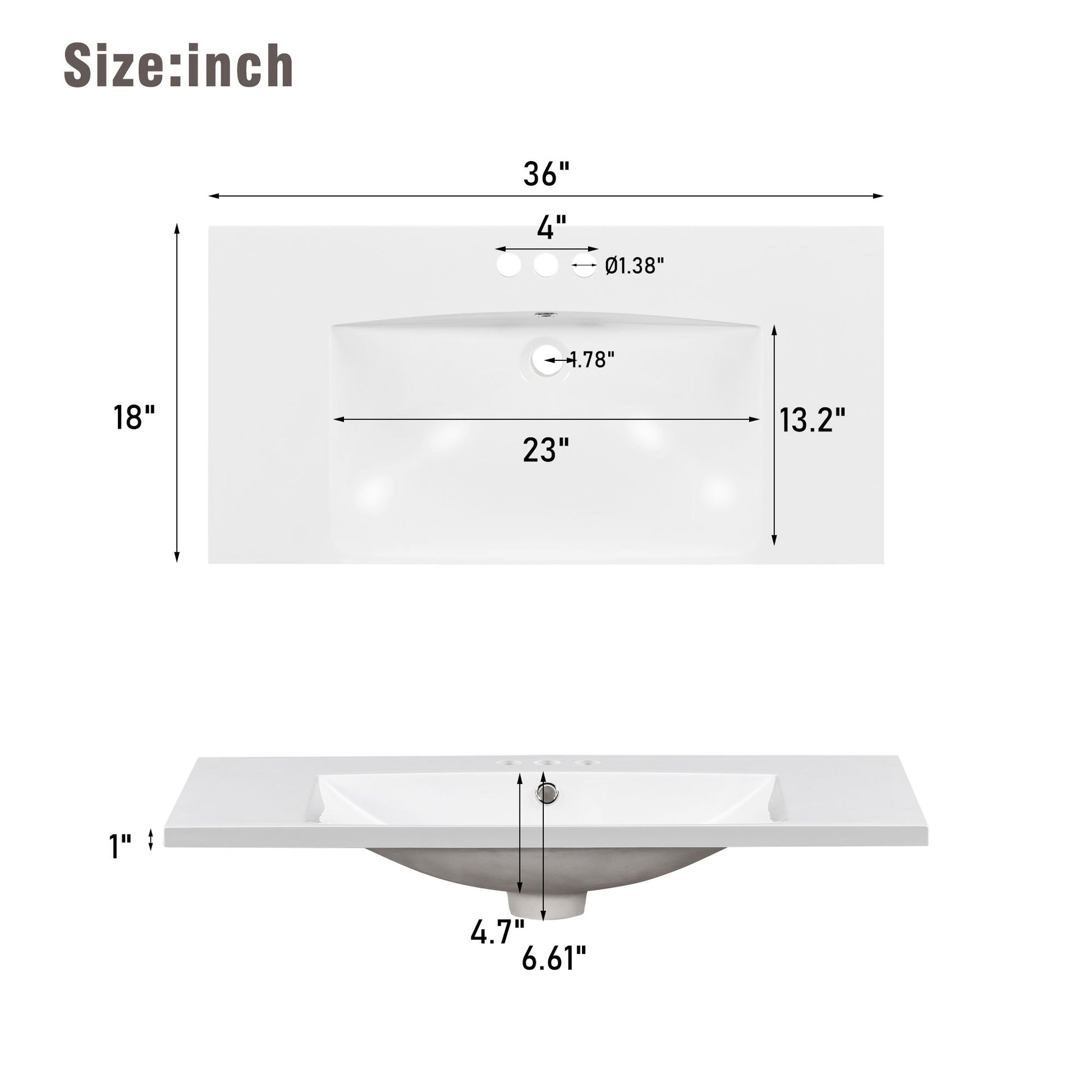 36 Inch Modern Bathroom Vanity With Usb Charging, Two Doors And Three Drawers Bathroom Storage Vanity Cabinet With Single Top, Small Bathroom Vanity Cabinet With Sinkwhite & Gray Blue Faucets Not Grey Solid Wood Mdf Resin