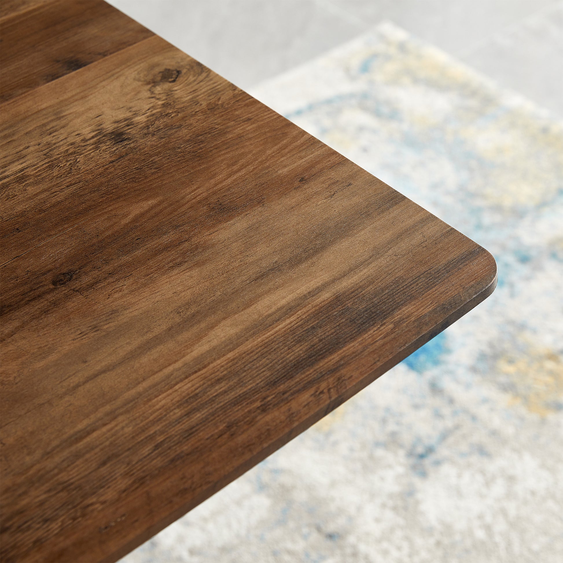 Modern Minimalist Style Dining Table Mdf Wooden Top Black Metal Shelf Metal Heat Transfer Legs Leveling Feet For Dining Room Kitchen Office Table Walnut Black Mdf