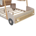 Wood Full Size Car Bed With Pillow, Ceiling Cloth And Led, Natural Box Spring Not Required Full Natural Wood Bedroom Solid Wood Mdf