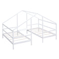 Double Twin Size Triangular House Beds With Built In Table,White Old Sku:Wf286895Aak Box Spring Not Required Twin White Wood Bedroom Bed Frame Pine