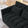 Sleeper Sofa, Convertible Sofa, Recliner, Bed, 3 In 1, 3 Position Adjustable Backrest, 2 Seater Sectional, Two Side Pockets, 2 Pillows For Living Room, Apartment, Etc., Velvet Black 54