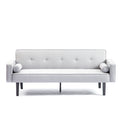 Futon Sofa Bed Convertible Couch Bed With Armrests Modern Living Room Linen Sofa Bed, Folding Recliner Futon Couch Sleeper Set With Solid Wood Legs Light Grey Foam Fabric