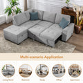 Sleeper Sectional Sofa, L Shape Corner Couch Sofa Bed With Storage Ottoman & Hidden Arm Storage & Usb Charge For Living Room Apartment, Gray Gray Velvet 4 Seat