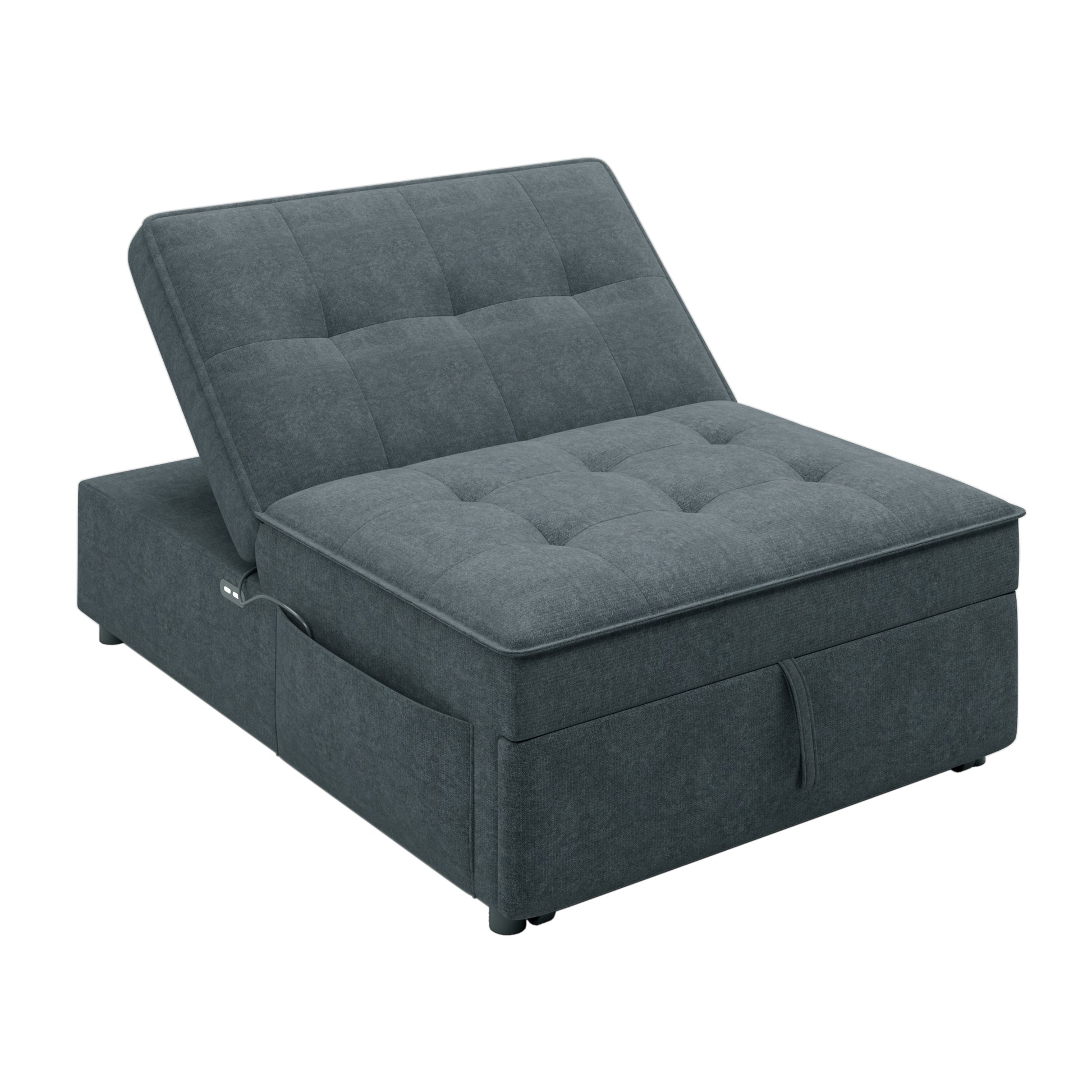 4 In 1 Sofa Bed, Chair Bed, Multi Function Folding Ottoman Bed With Storage Pocket And Usb Port For Small Room Apartment,Living Room,Bedroom,Hallway, Deep Blue Dark Blue Primary Living Space Linen