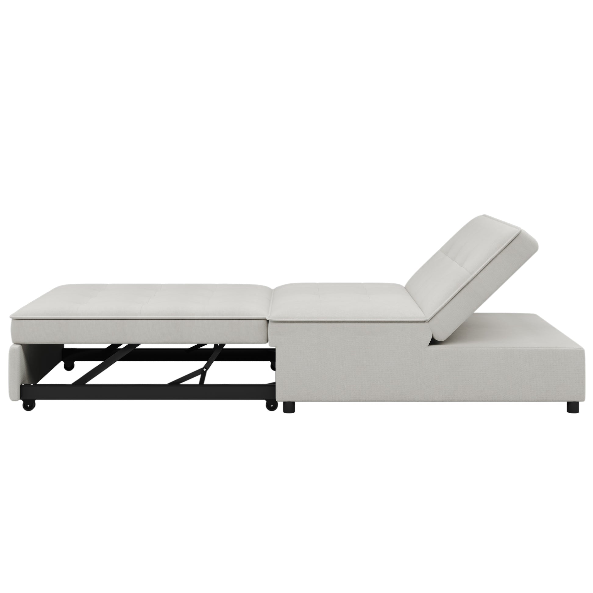 4 In 1 Sofa Bed, Chair Bed, Multi Function Folding Ottoman Bed With Storage Pocket And Usb Port For Small Room Apartment,Living Room,Bedroom,Hallway,White White Primary Living Space Linen