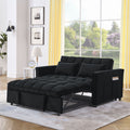 Sleeper Sofa, Convertible Sofa, Recliner, Bed, 3 In 1, 3 Position Adjustable Backrest, 2 Seater Sectional, Two Side Pockets, 2 Pillows For Living Room, Apartment, Etc., Velvet Black 54