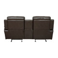 Double Glider Reclining Beautiful Seat With Center Console Brown Faux Leather Upholstered Contemporary Living Room Furniture Brown Primary Living Space Contemporary Solid Wood