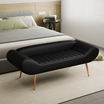 57 Inch Sofa Stool Pvc Fabric Can Be Placed In The Bed Circumference Can Also Be Placed In The Porch Black Polyester Blend
