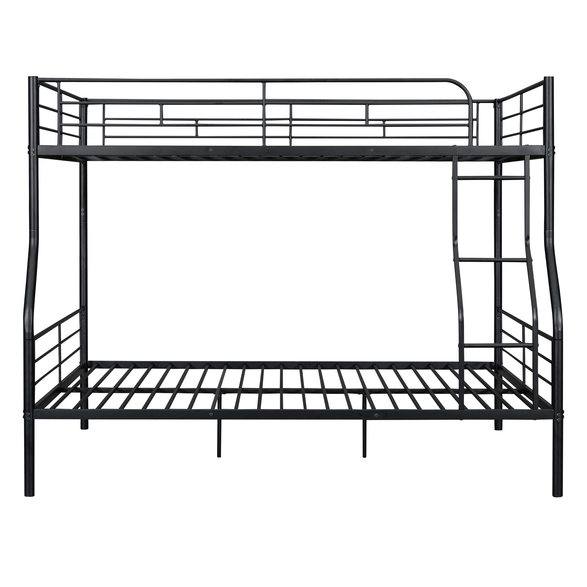 Full Xl Over Queen Metal Bunk Bed, Black Black Iron