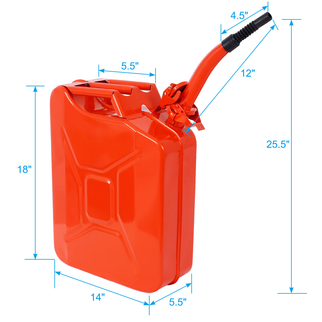 20 Liter 5 Gallon Jerry Fuel Can With Flexible Spout, Portable Jerry Cans Fuel Tank Steel Fuel Can, Fuels Gasoline Cars, Trucks, Equipment, Red Red Steel