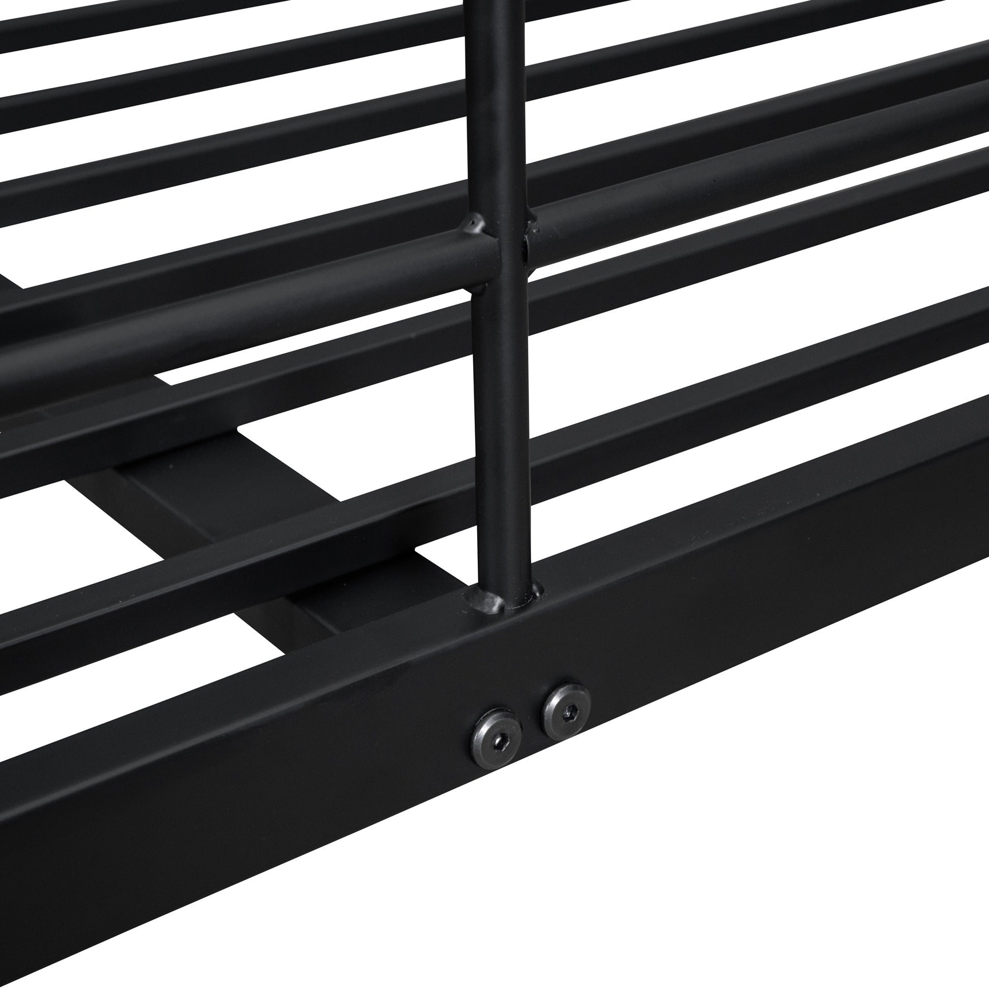 Full Xl Over Queen Metal Bunk Bed, Black Black Iron