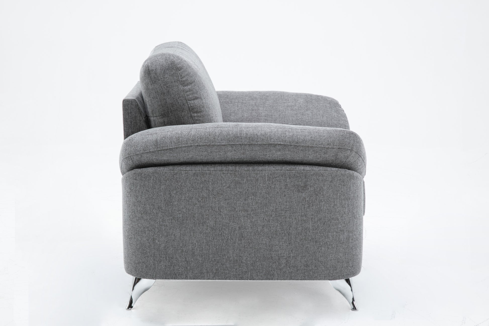 Villanelle 42.5" Light Gray Linen Chair With Chrome Finish Legs Light Gray Linen